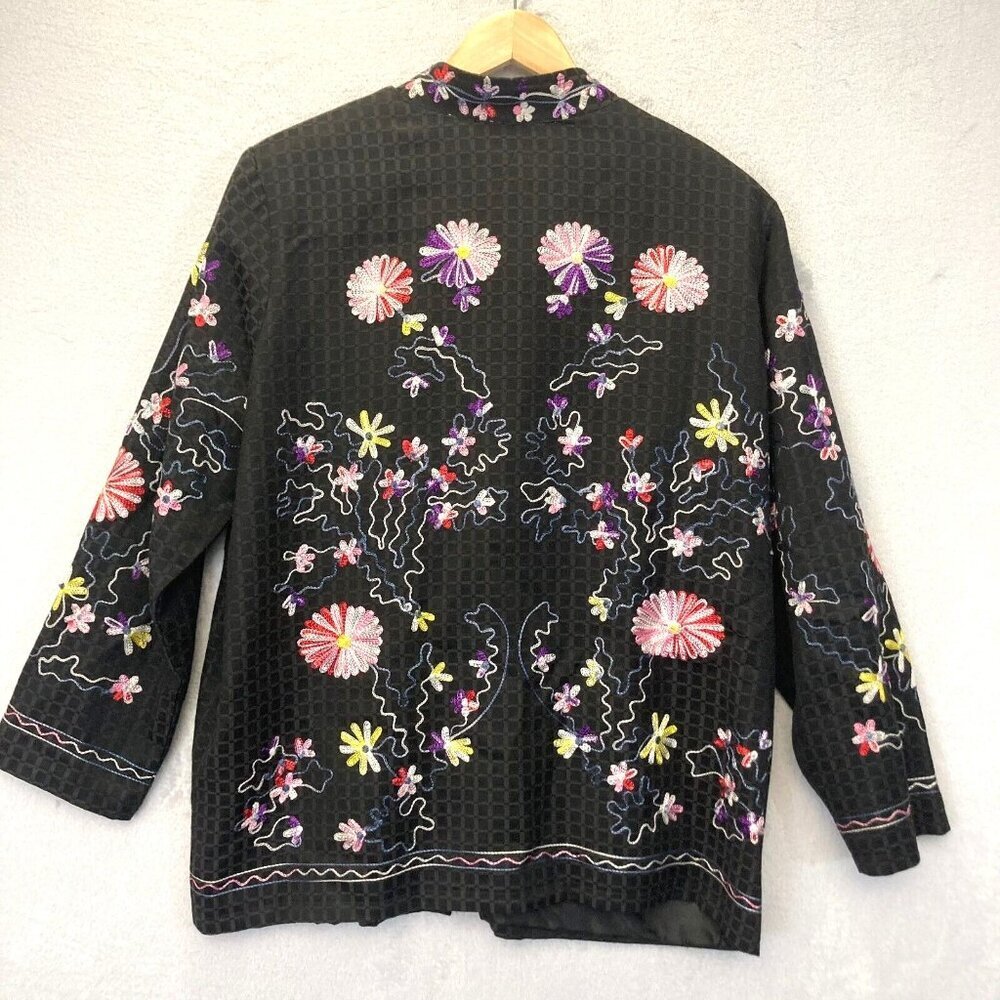 Drapers & Damons Embroidered Jacket Womens XL Asian Collar Floral Artsy Spring - Picture 2 of 16